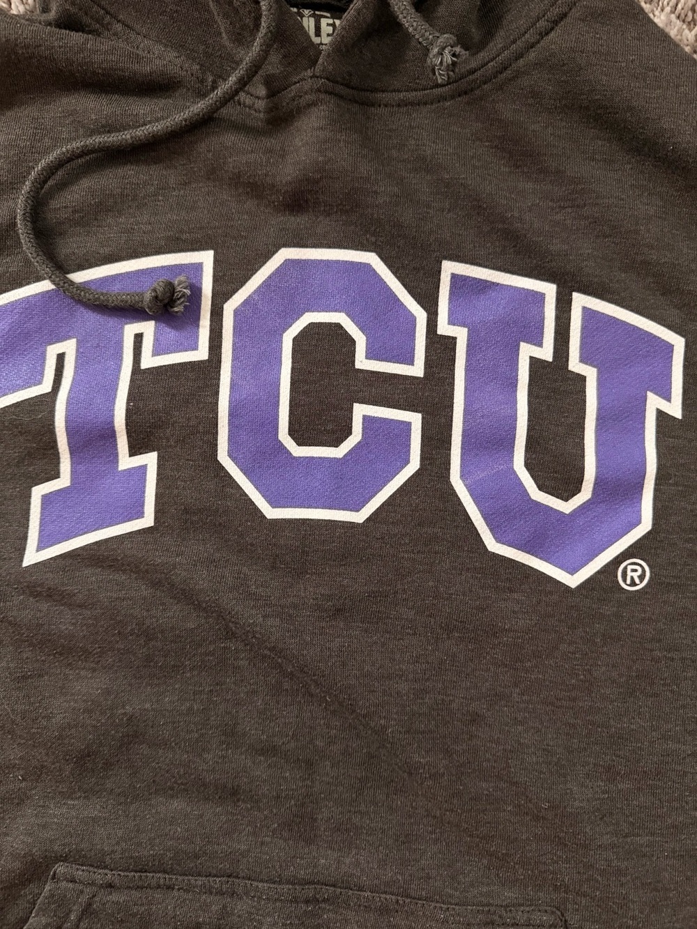TCU Horned Frogs Hoodie Charcoal Gray Pullover Sweatshirt Size Medium - Picture 6 of 6